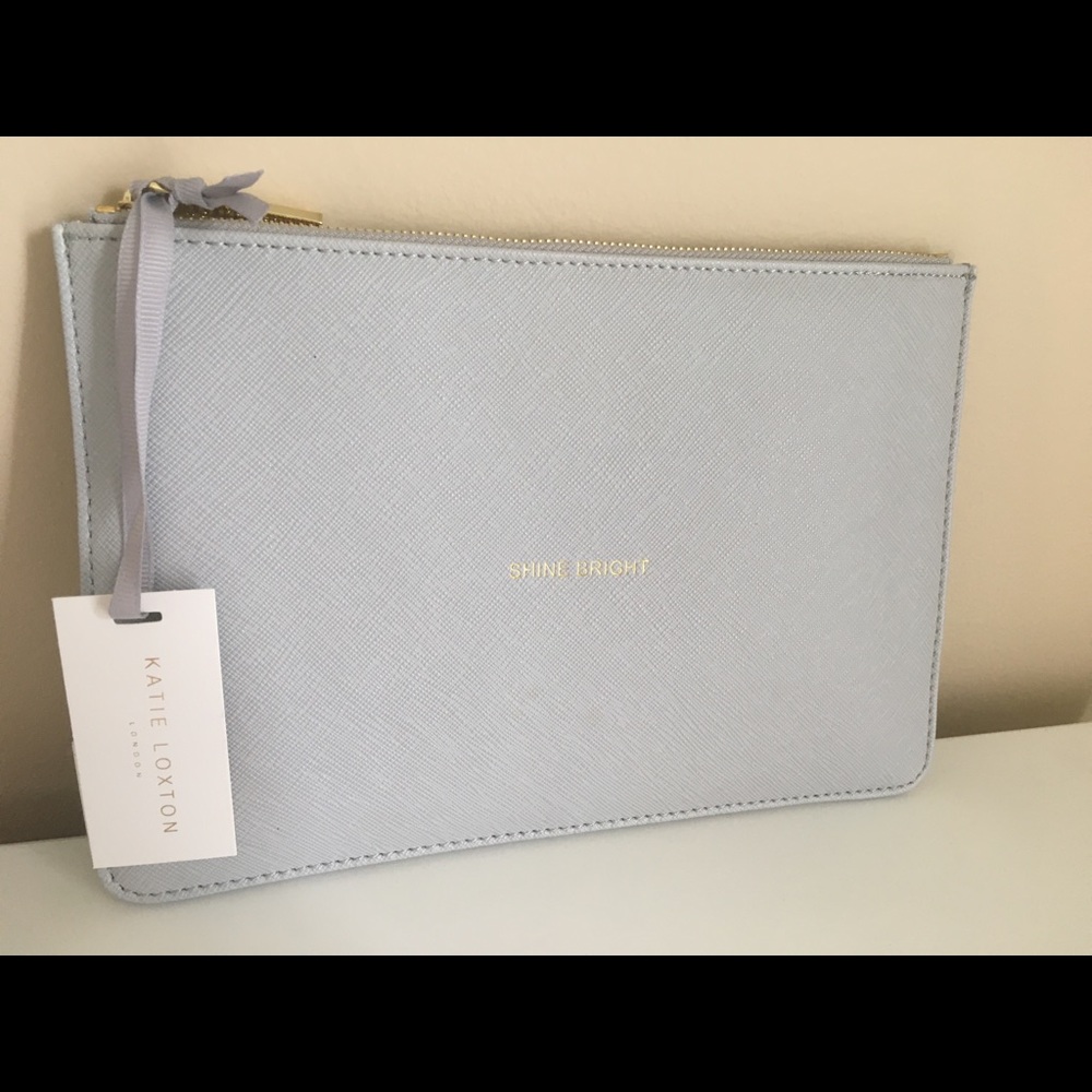 “Shine Bright” Silver Zippered Pouch